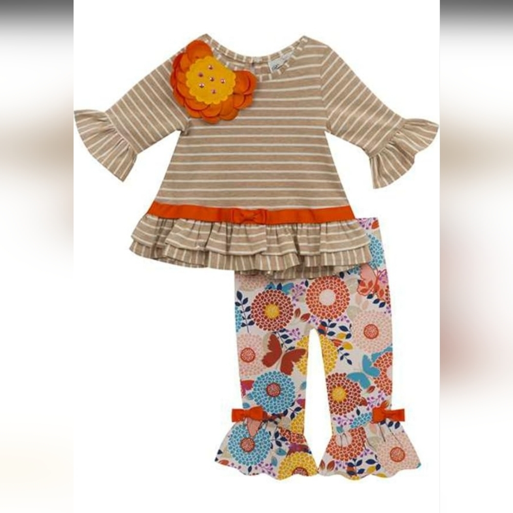 Rare Edition Infant or Toddler Girls Autumn Flower Tunic Legging Set 18M